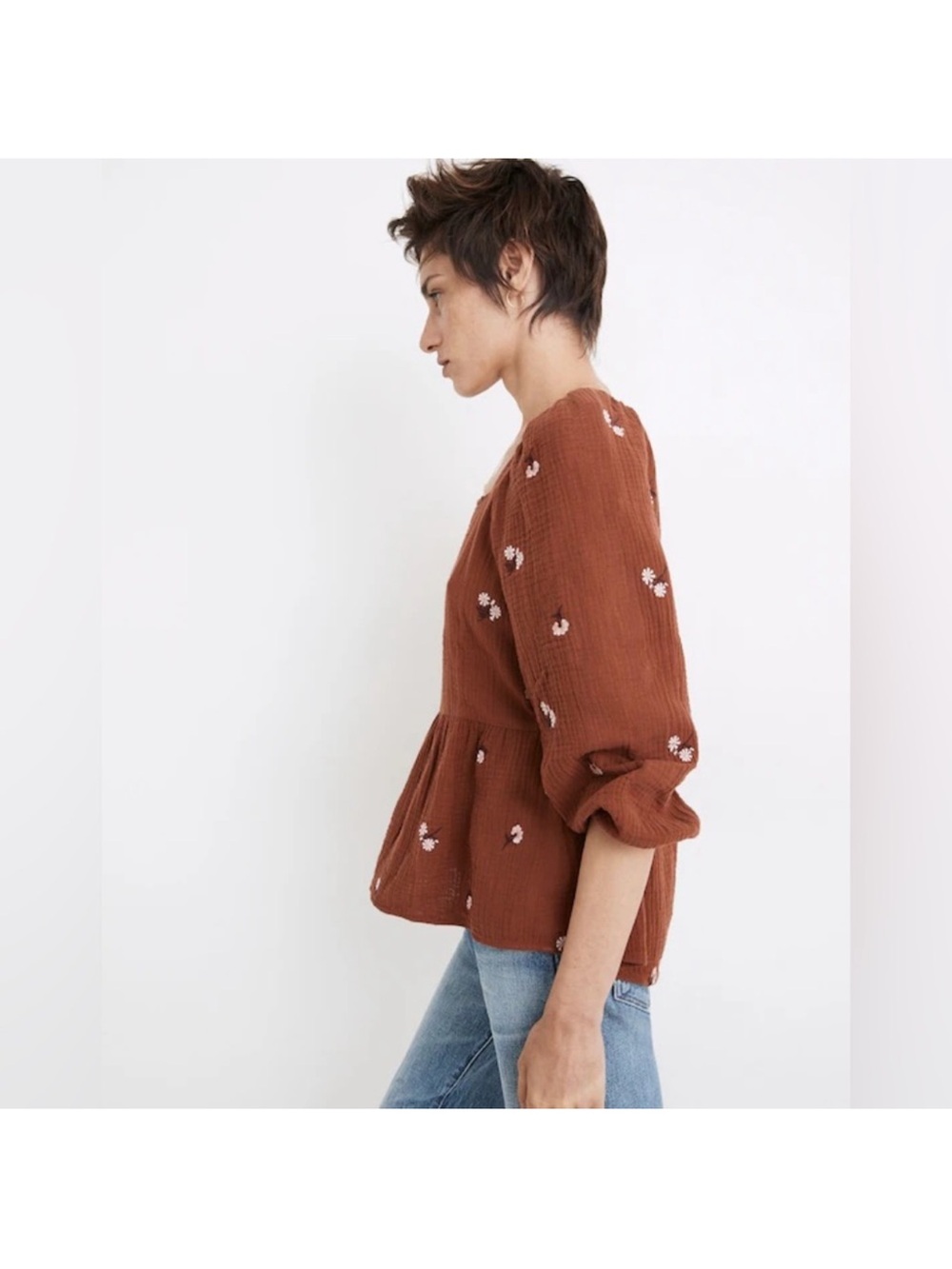 Madewell Rust Square-Neck Top - Picture 2 of 7
